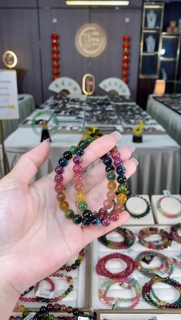 未镶嵌老矿碧玺色标彩虹单圈手串8mm+碧玺hon多样性发货一条