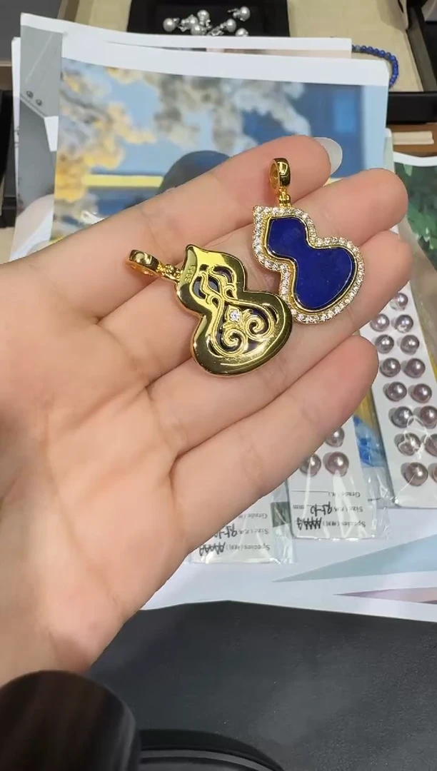 【闪购商品】青金石吊坠银S925镀金镶嵌X0202-1332-56多样性发