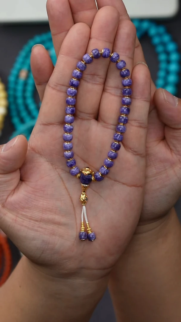 未镶嵌查罗石手持s**f紫龙晶手持