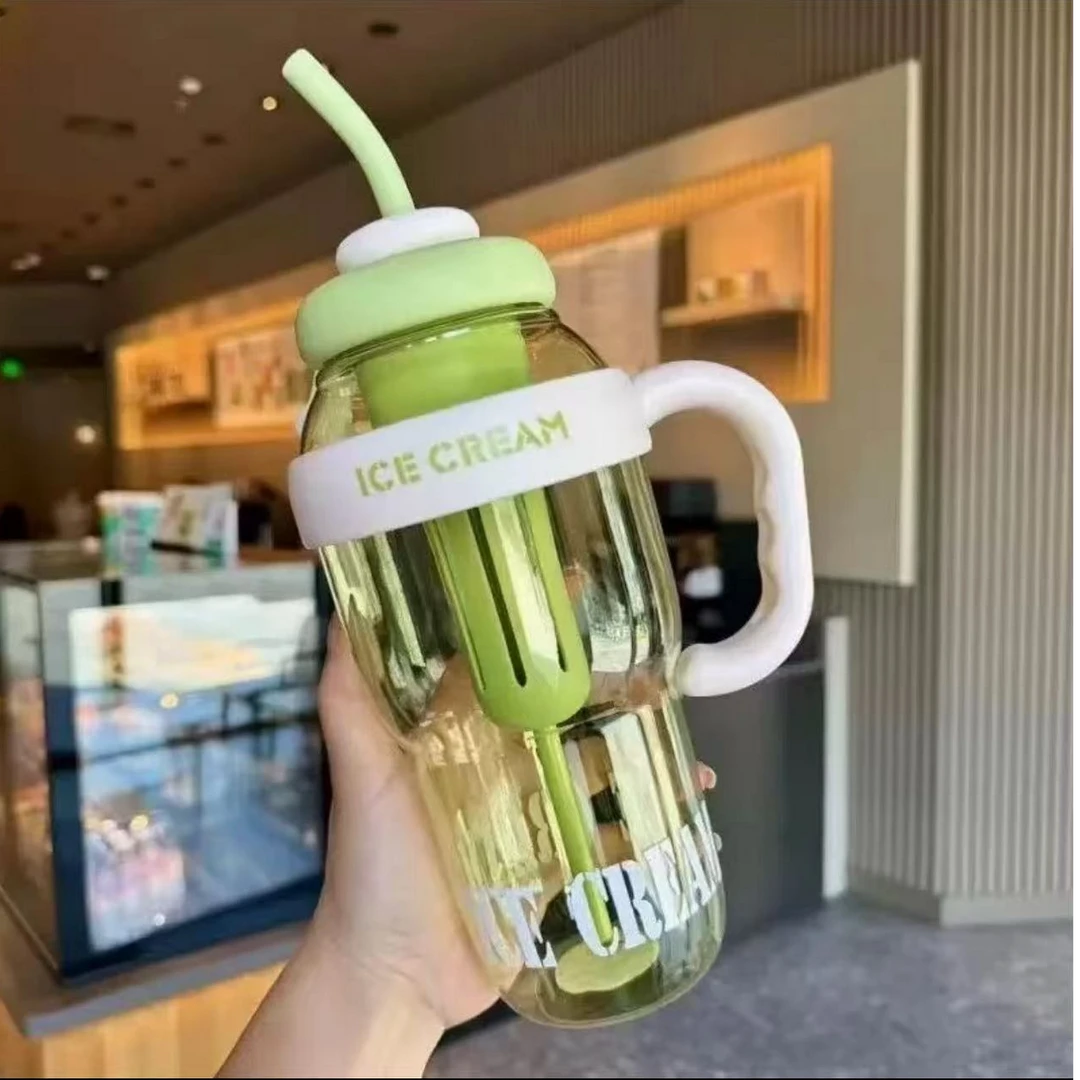 夏季高颜值塑料杯巨无霸冰霸杯大容量水杯茶水分离吸管杯户外杯子