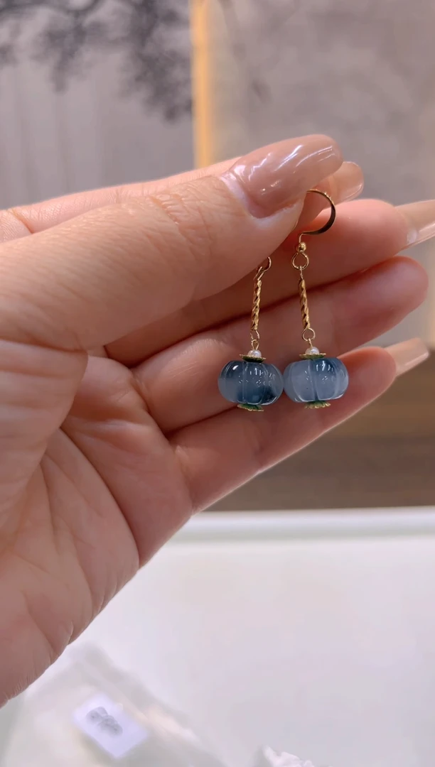 14K金镶嵌翡翠耳饰E920