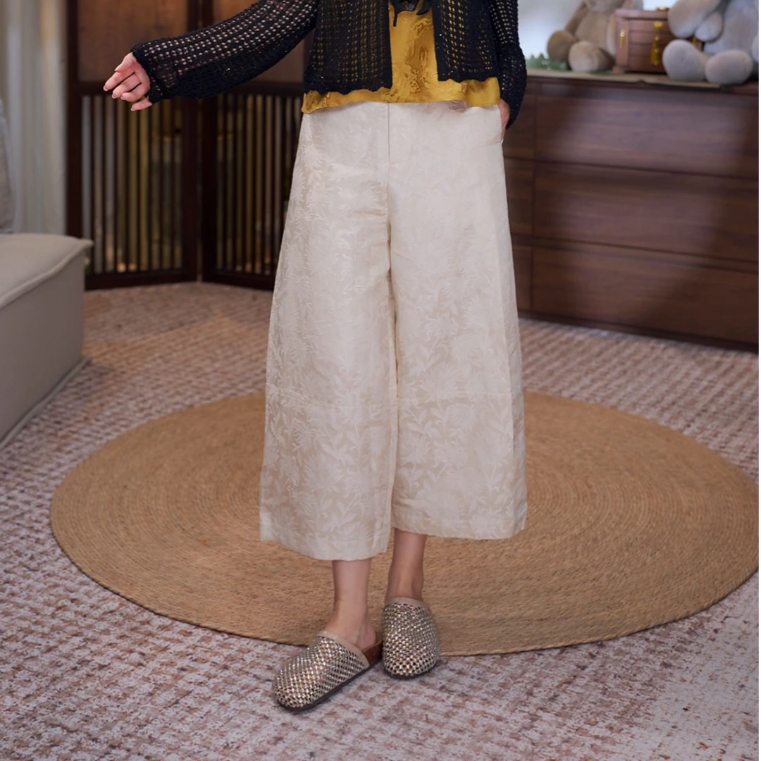 【纨素】新中式中式精致简约裤八分裤休闲裤21563