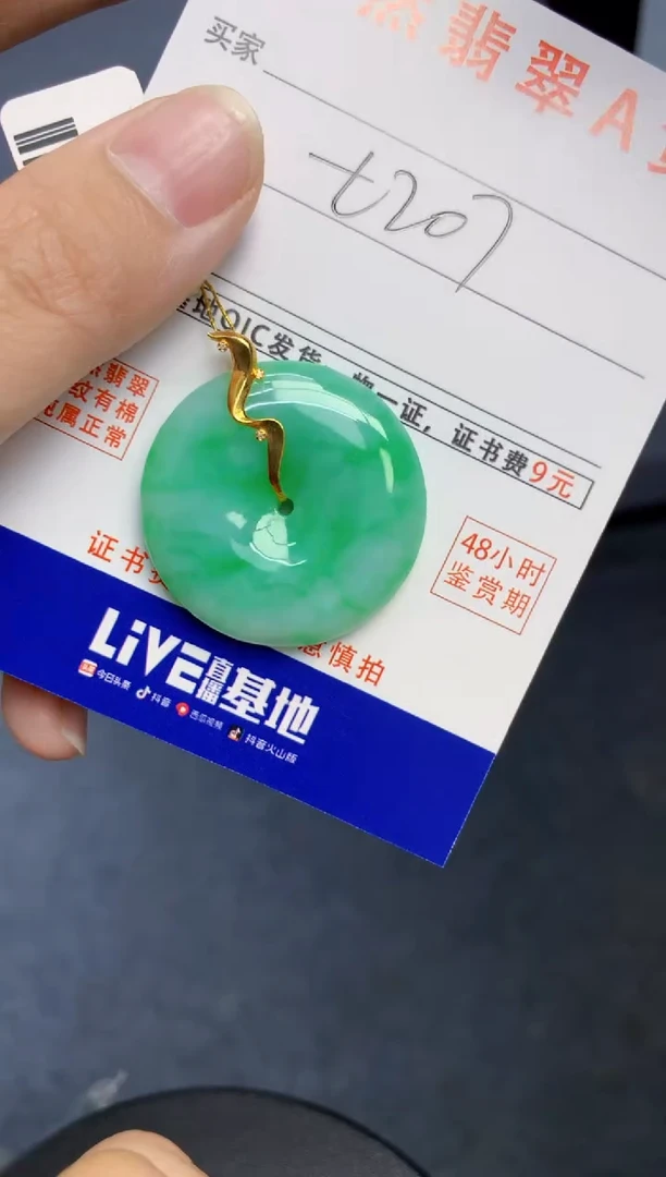 颈饰18K金镶嵌翡翠天然缅甸A货翡翠百元以上9元证书费自理