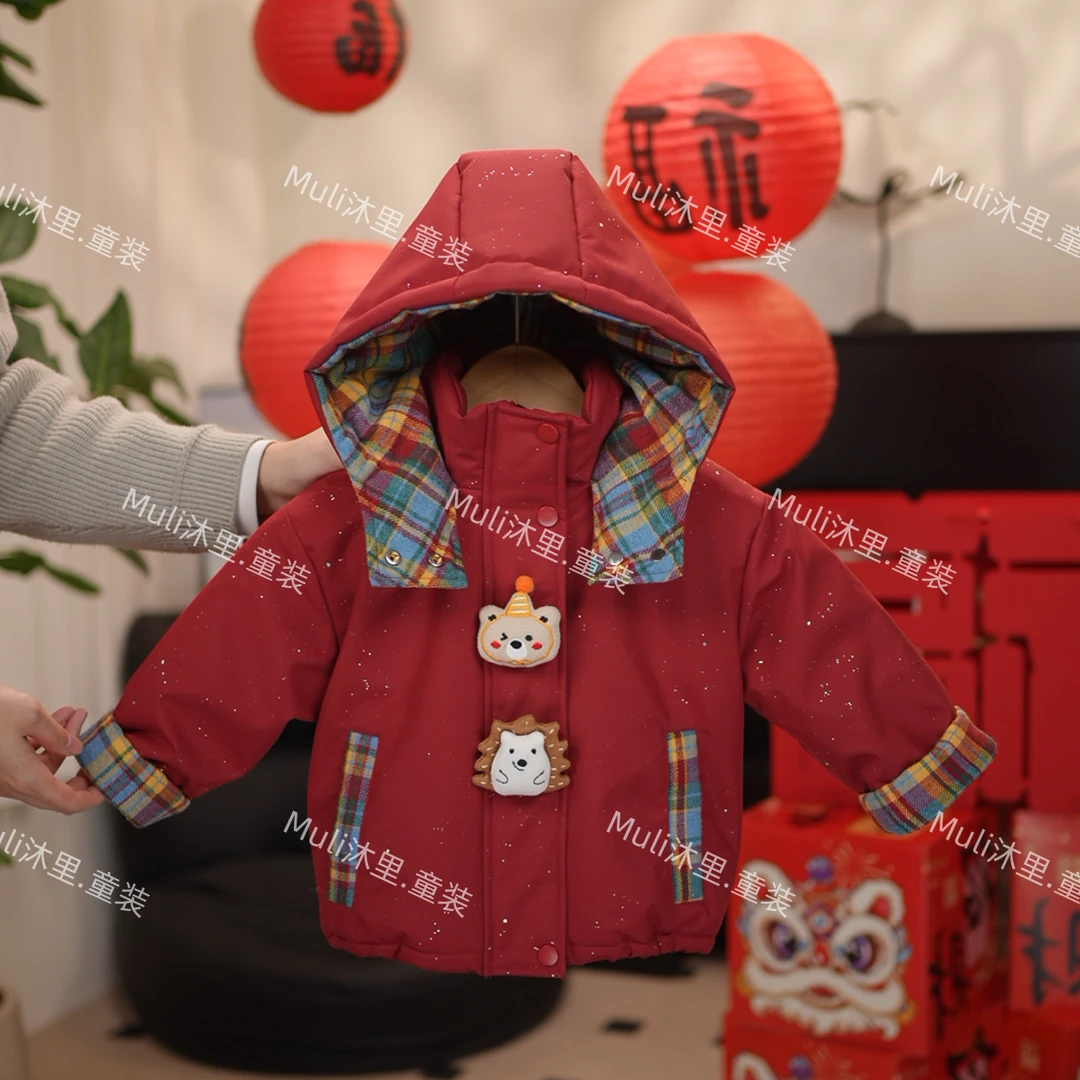 男童冬季红色棉服外套儿童连帽棉衣中小童年款加厚冲锋衣ML-680