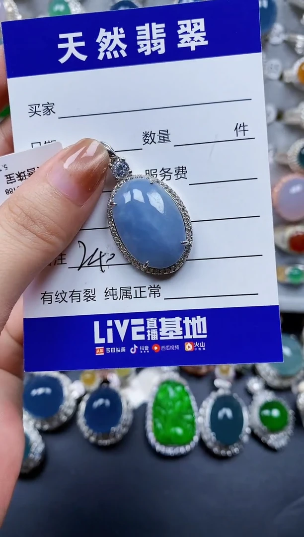 翡翠银S925镶嵌颈饰0240