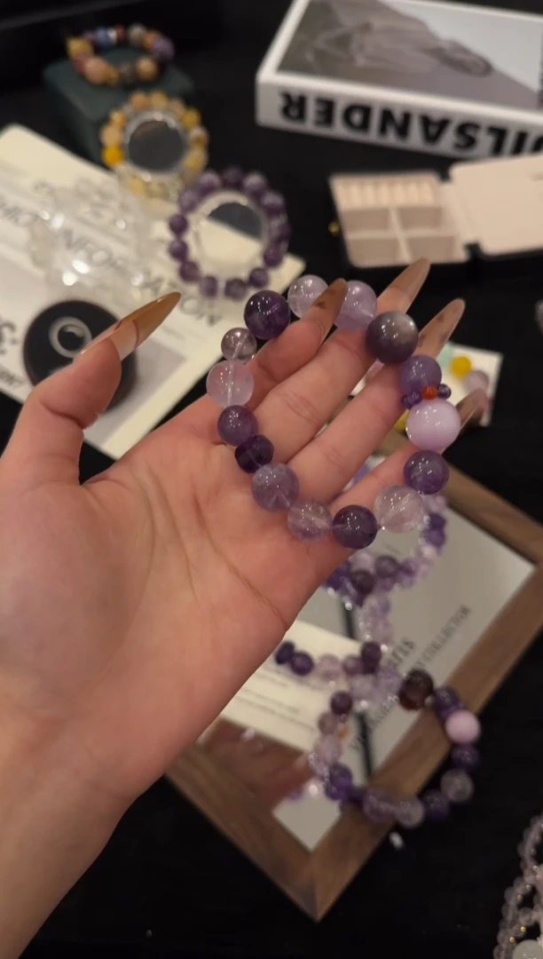 合金手链水晶紫水晶多宝x3473