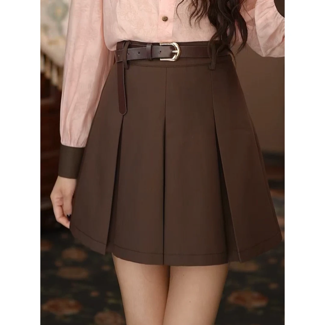 【燕麦冰桡】港味复古百搭显瘦高腰短裙27470