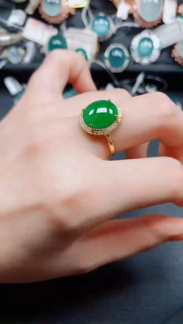 银S925镶嵌戒指翡翠翡翠