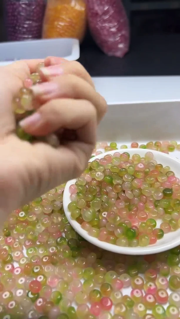 玛瑙/玉髓颈饰未镶嵌w885盐*源水蜜桃算盘8*5mm*20颗