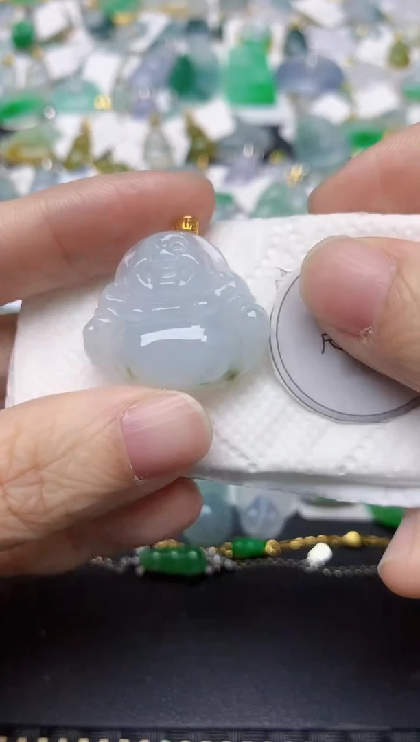 颈饰18K金镶嵌翡翠天然缅甸A货翡翠