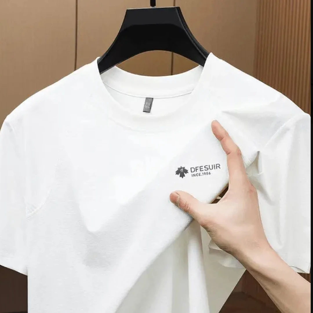 夏季薄款百搭圆领短袖T恤男士速干休闲上衣