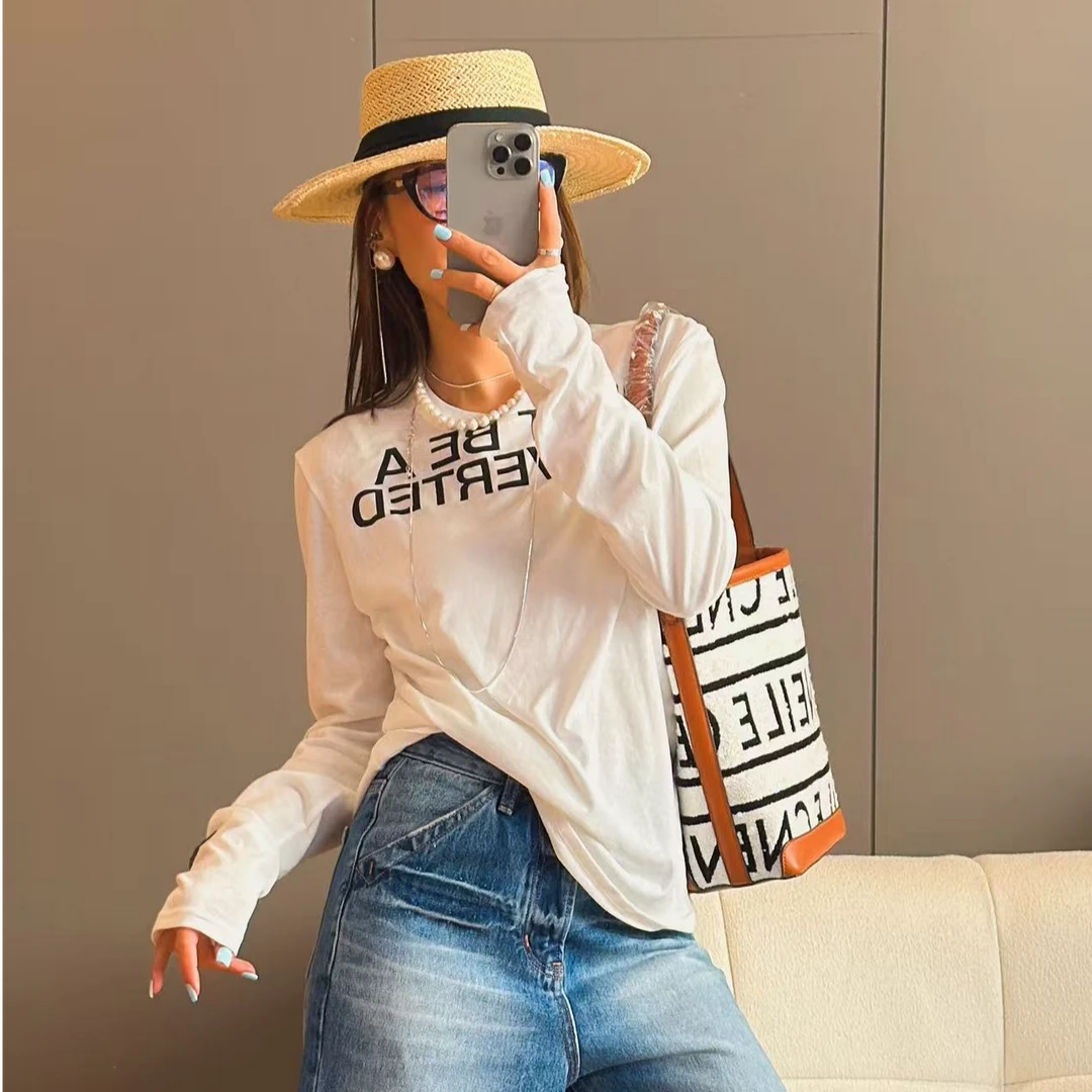 韩版时尚百搭夏季新款版长款印花T恤