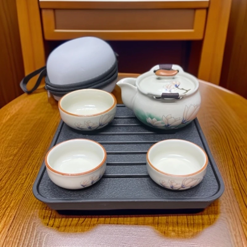 A445旅行茶具一壶三杯汝窑
