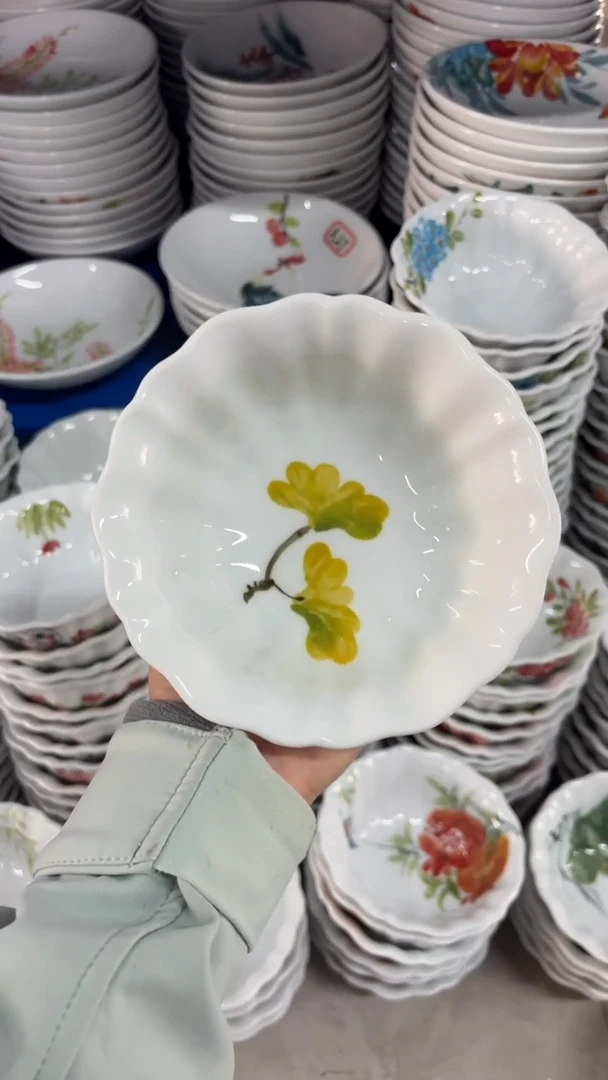 瓷片景德镇陶瓷食品级手绘釉中彩-花边碗