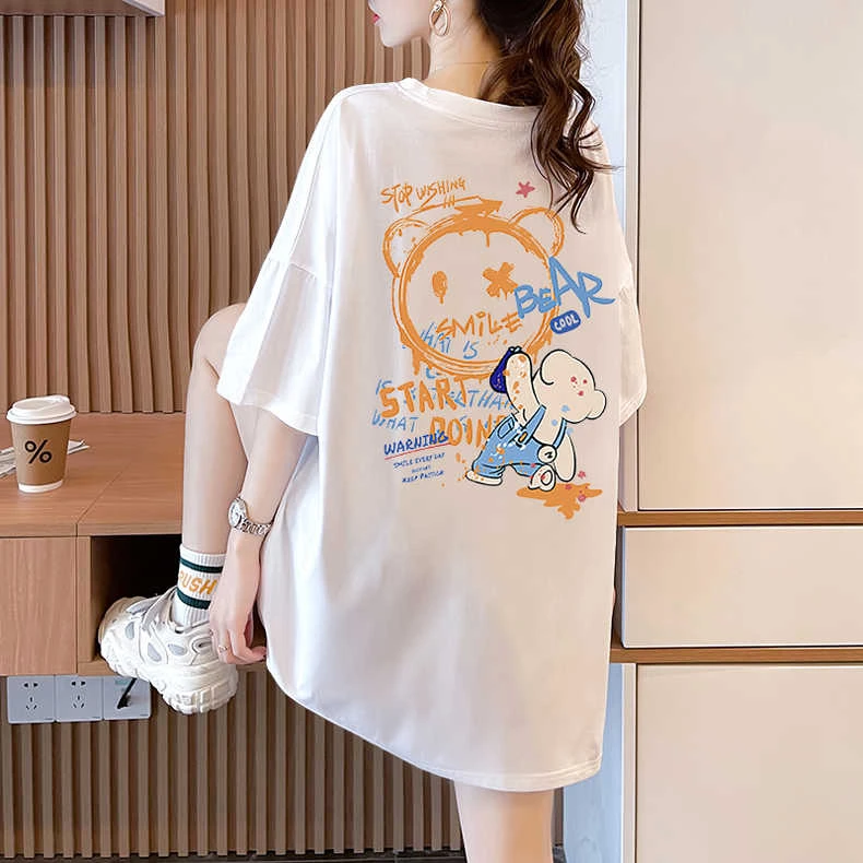 大码女装宽松韩版短袖t恤女2025新款夏季胖mm遮肉白色纯棉上衣服
