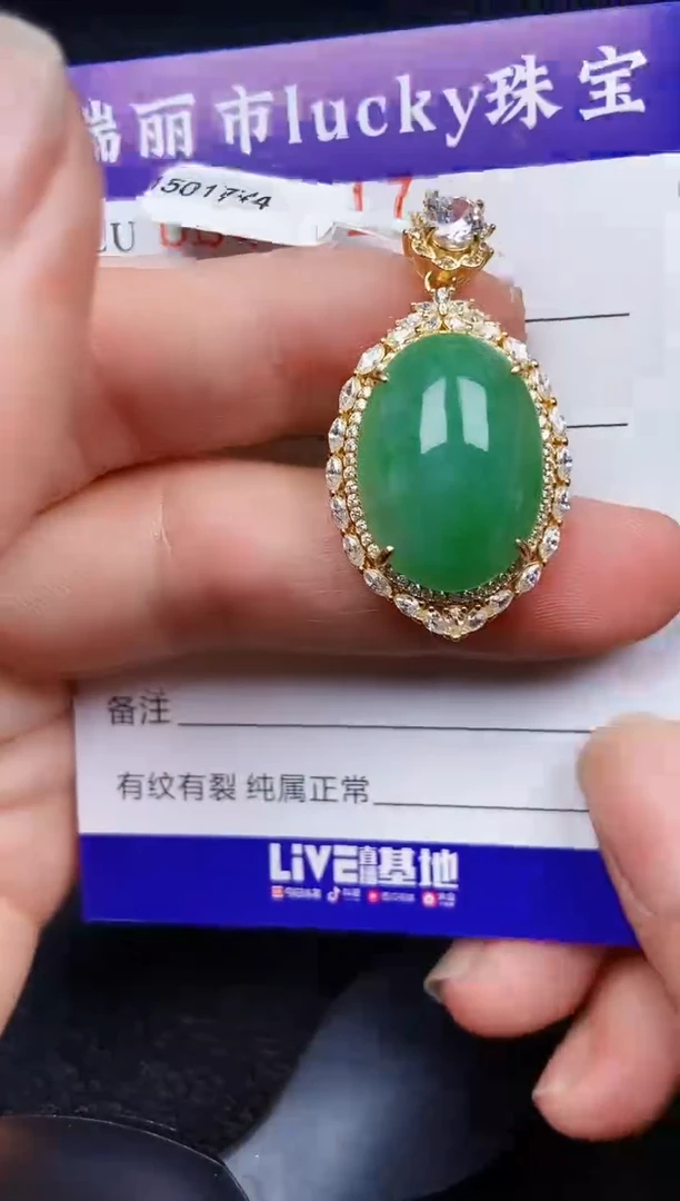 翡翠银S925镶嵌颈饰4817