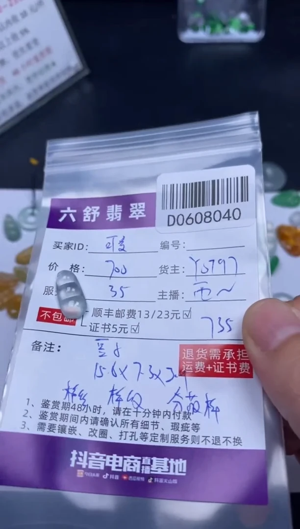 翡翠未镶嵌吊坠(不含链)D0608040