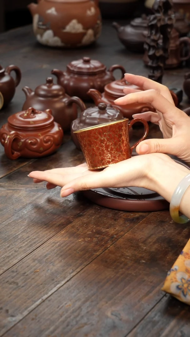 【闪购商品】紫砂茶壶贝壳烧红色