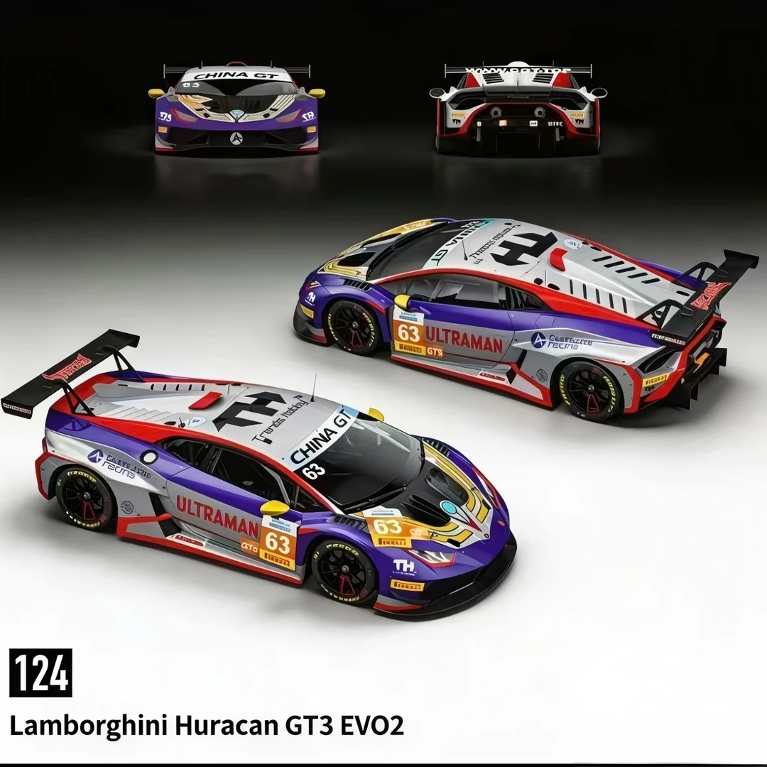 阿玲 TH 1:64 迪迦奥特曼 兰博 GT3 EVO2 赛车模型 合金车模收藏