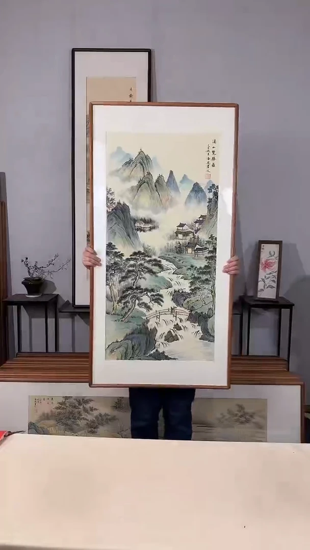 国画手绘*溪山揽胜*62*122cm带框发货