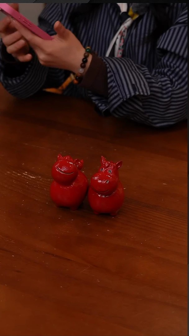 陶70-陶瓷马摆件一对+礼盒【CF6388】