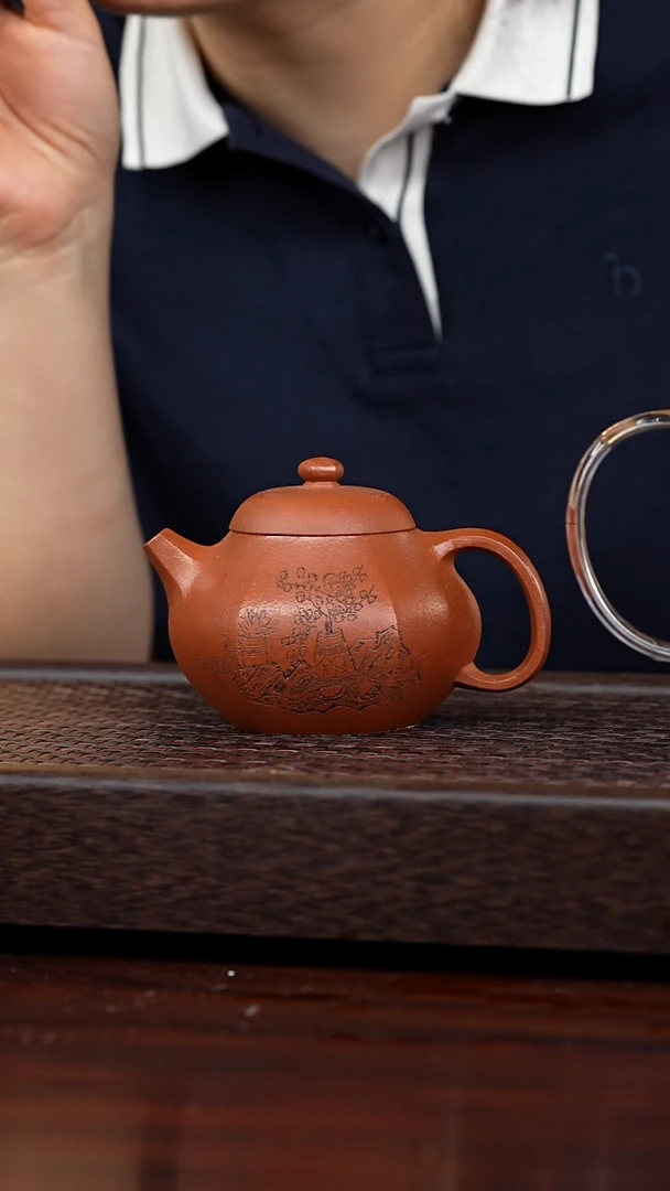 茶壶紫砂六方文旦250毫升