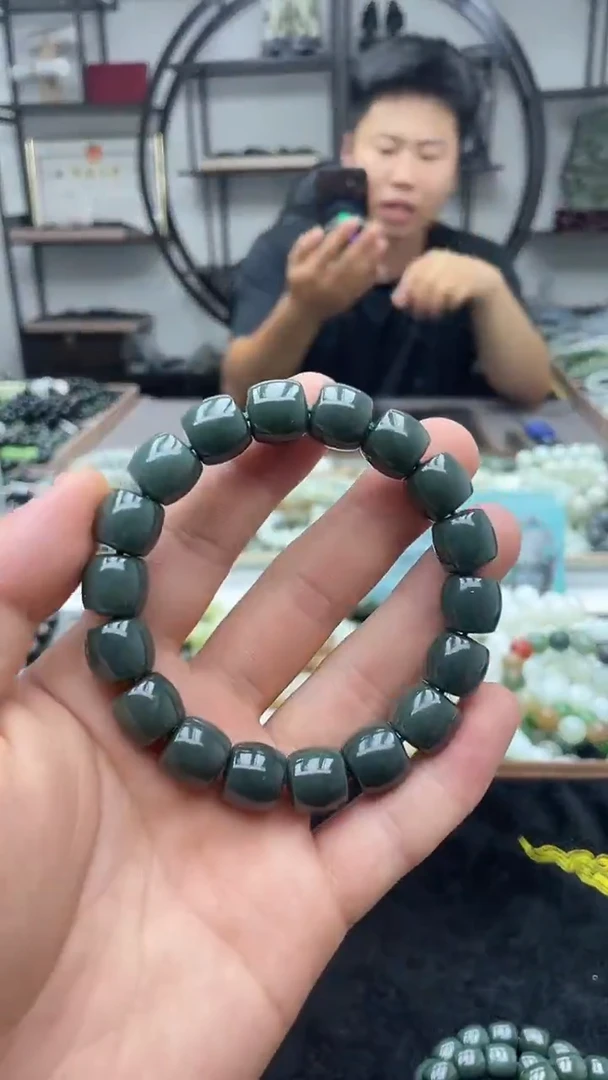 手串未镶嵌和田玉纯天然新疆且末蓝调12直切