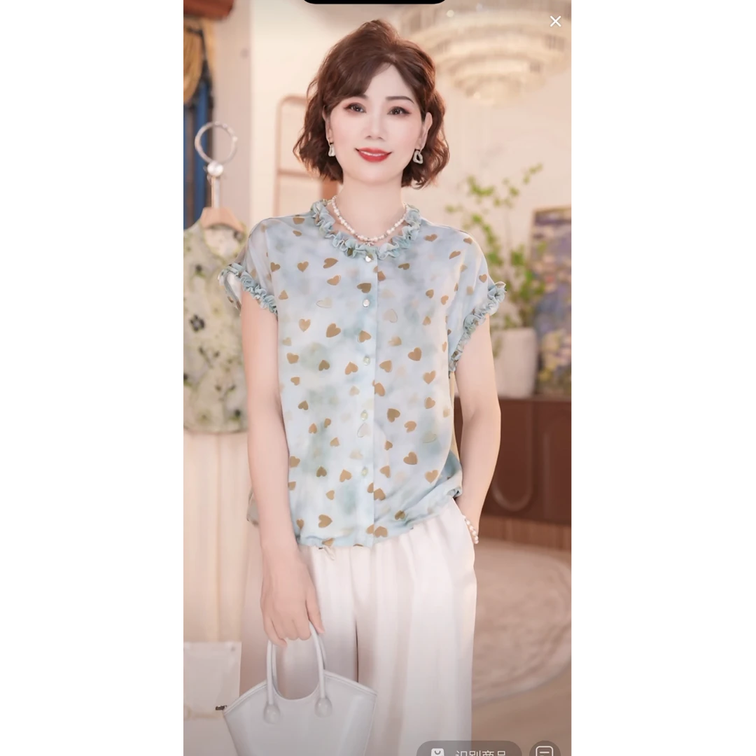 年轻妈妈夏装短袖T恤小衫2025新款洋气中老年女装上衣服套装