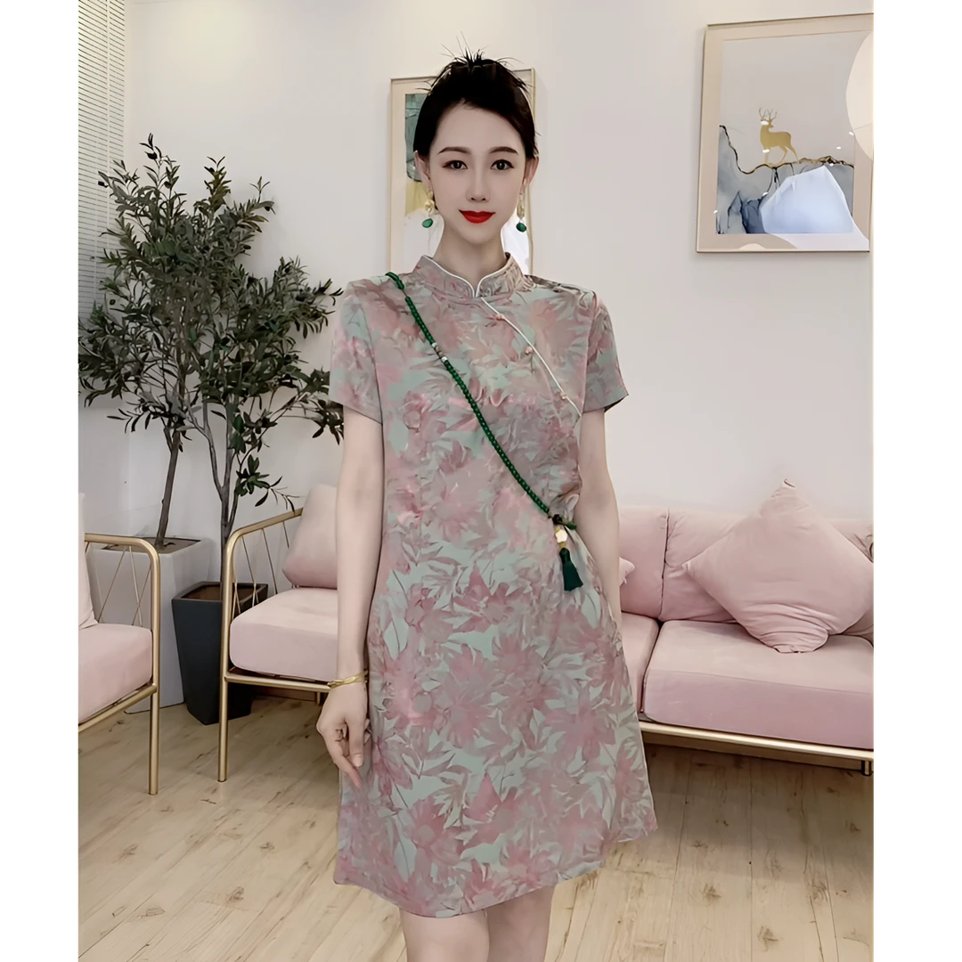 夏季时尚气质轻奢改良新中式旗袍连衣裙新款国风复古中长款裙子