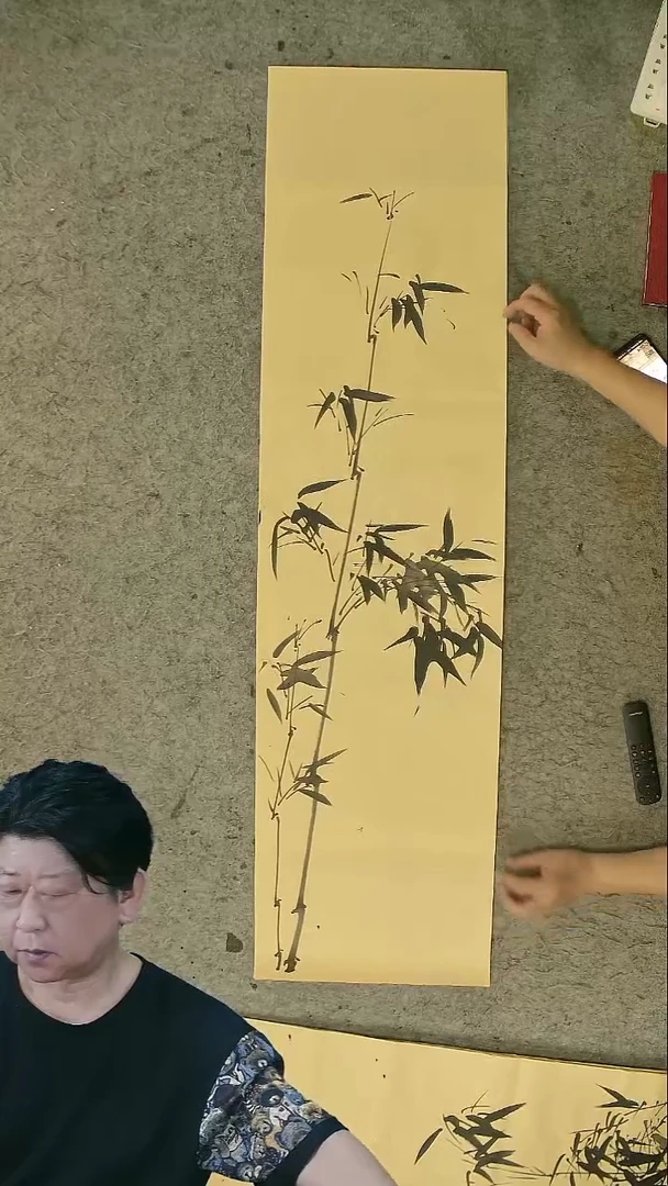 国画四尺对开 墨竹 条屏 34*138cm