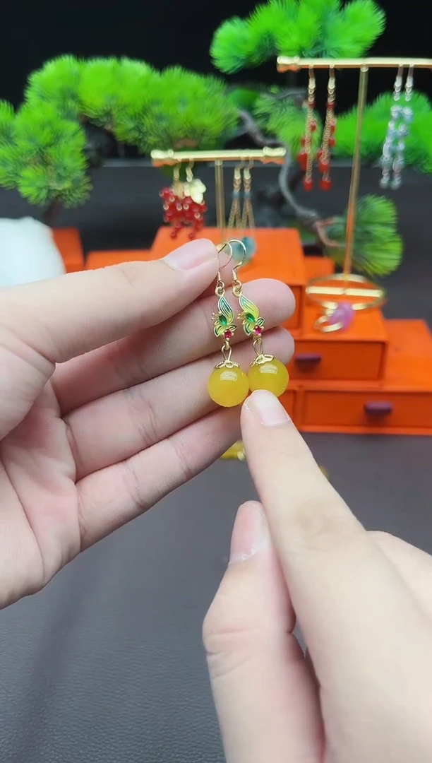 玛瑙/玉髓耳饰银S925镶嵌318