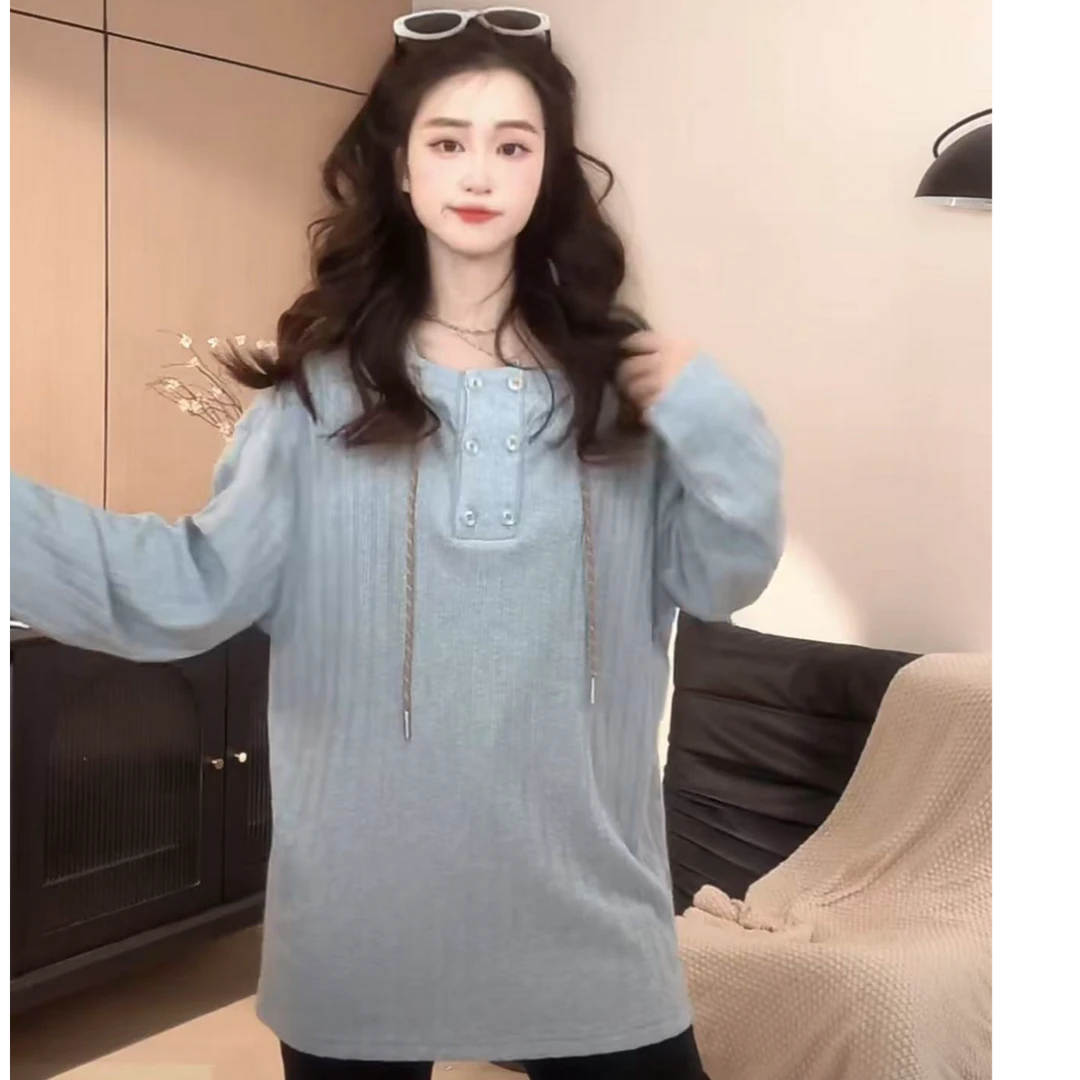 HUIERMAN/慧尔曼休闲遮肉韩系连帽卫衣【13118】