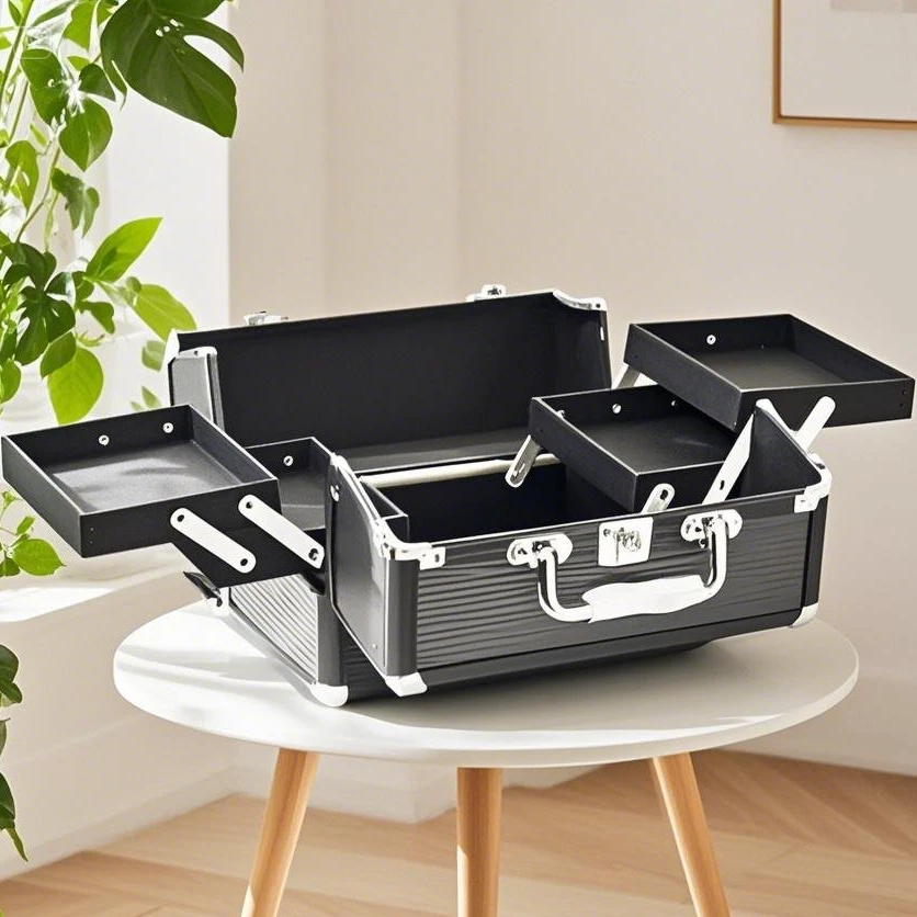 美发手提美容美甲工具箱铝合金多层收纳大容量化妆箱