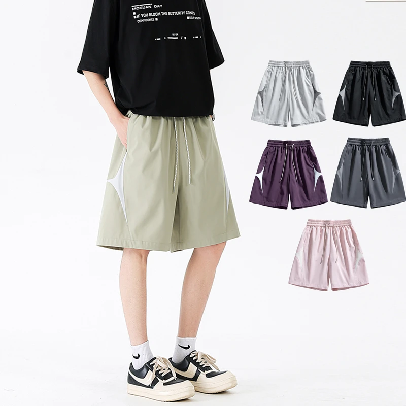 【李晨nic专属】美式复古情侣短裤拼接撞色休闲宽松百搭短裤推荐