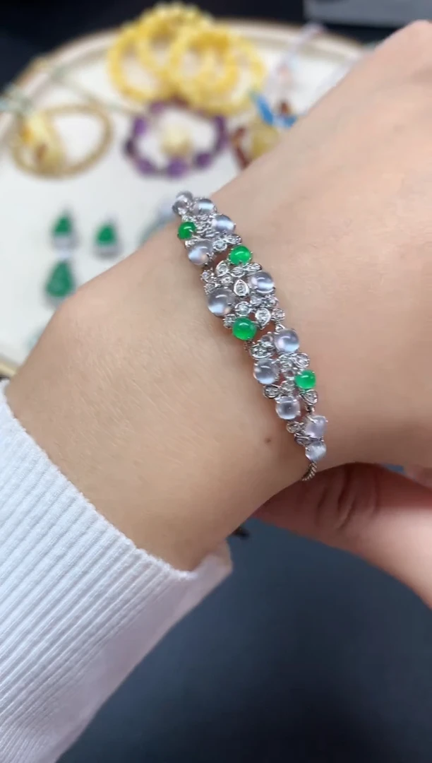 【闪购商品】翡翠手链18K金镶嵌手链A517|8800