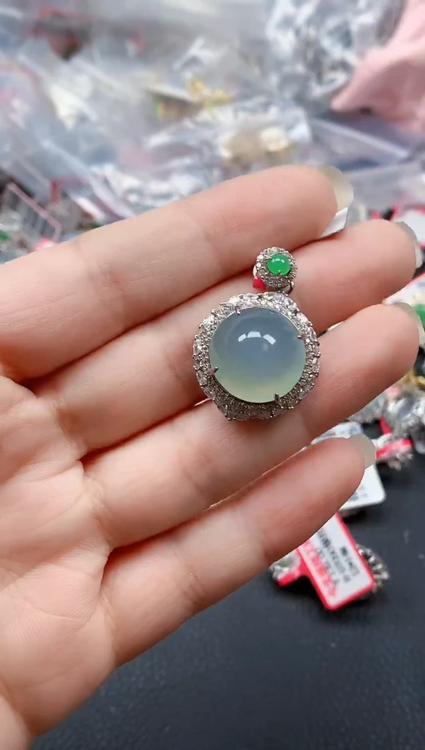 银S925镶嵌戒指翡翠天然A货缅甸翡翠