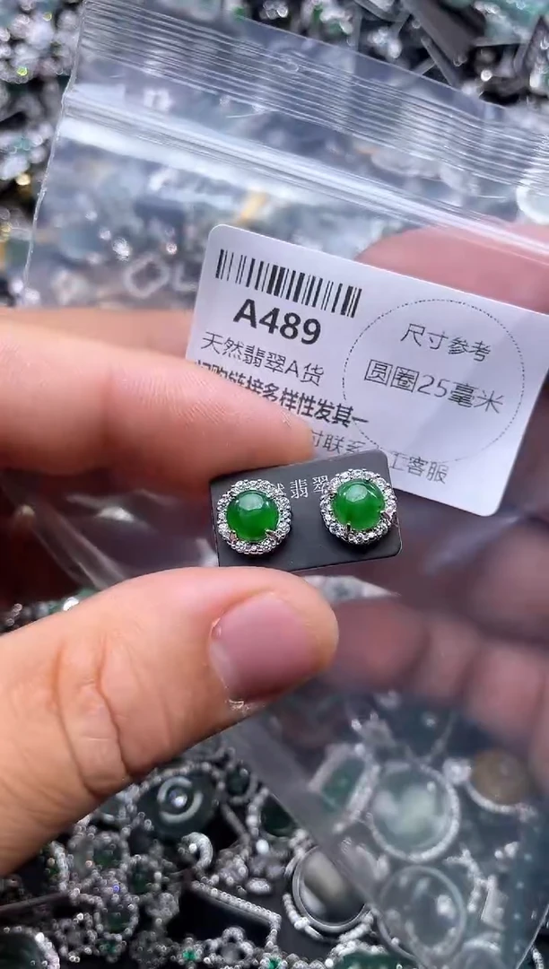 【闪购商品】翡翠颈饰未镶嵌A489耳钉