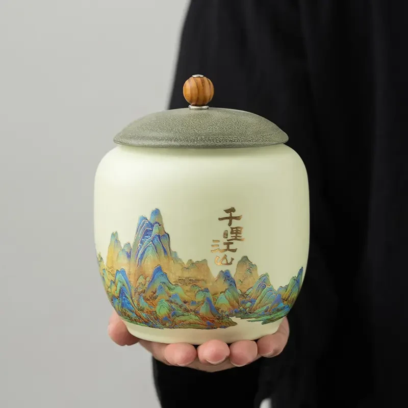 SD千里江山茶叶罐普洱罐G  1891