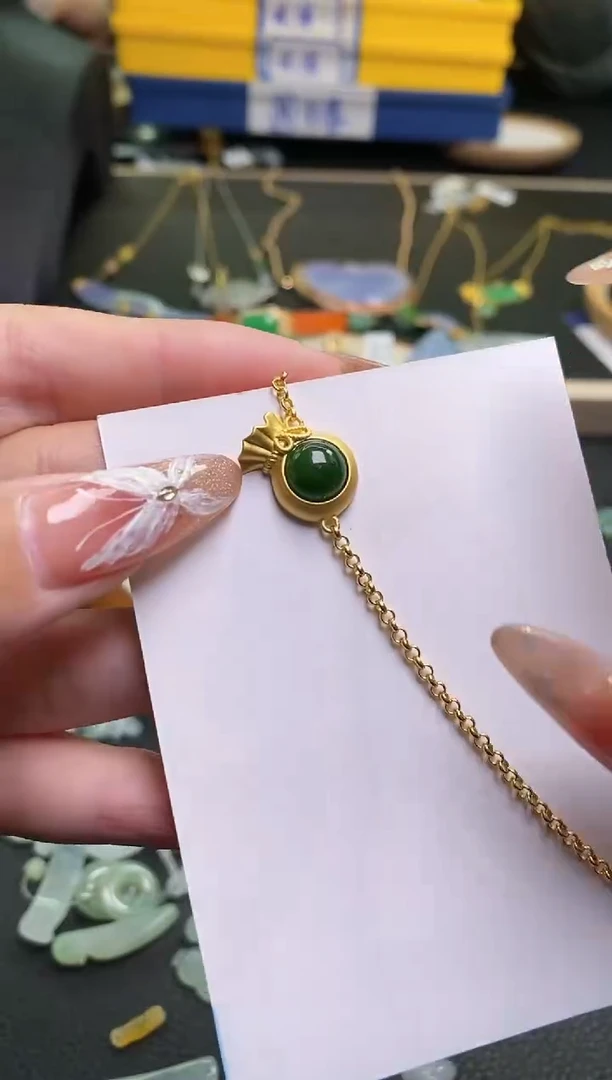 【闪购商品】和田玉（碧玉）颈饰银S925镶嵌净货28037