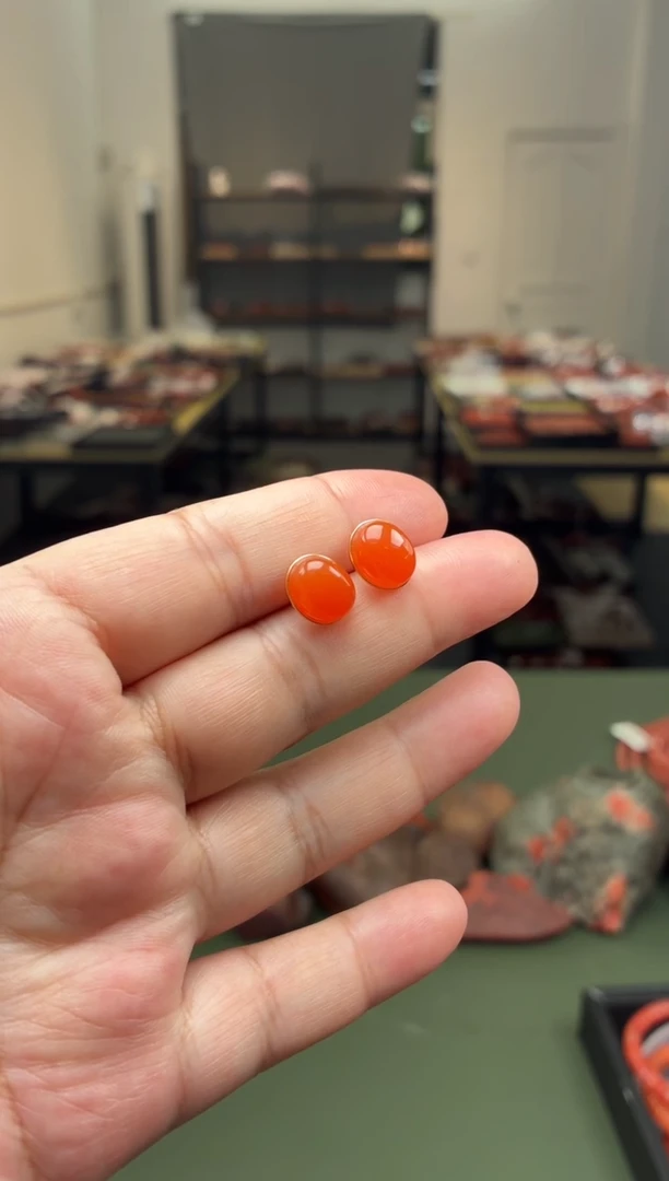南红玛瑙银S925镶嵌耳饰一对 多样性发货