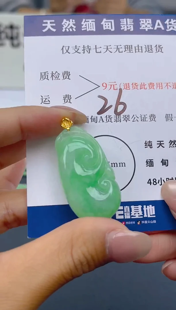 颈饰18K金镶嵌翡翠天然A货翡翠