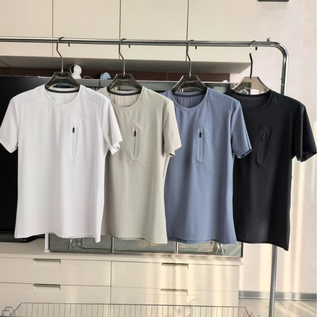 春夏季男士圆领日常户外休闲速干运动弹力百搭常规款短袖T恤77737