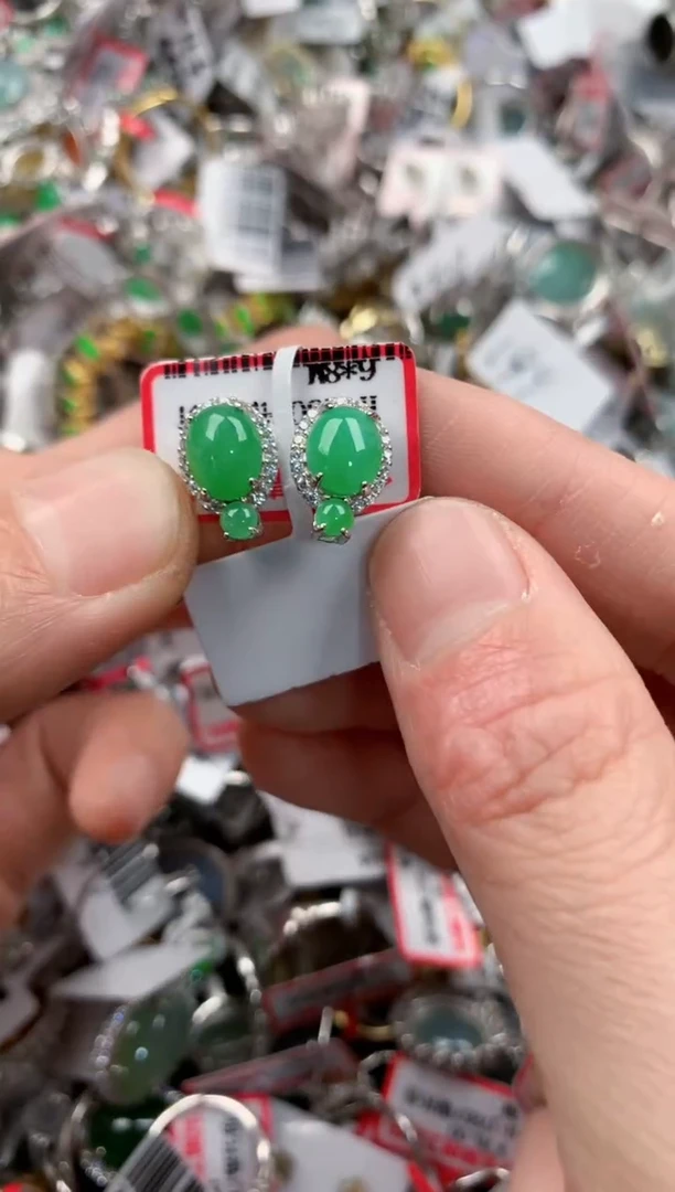 银S925镶嵌戒指翡翠444   3