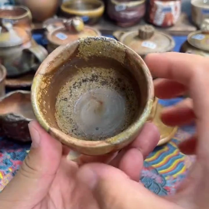 159圭二主人杯日式备前烧茶具茶器茶周边柴烧杯