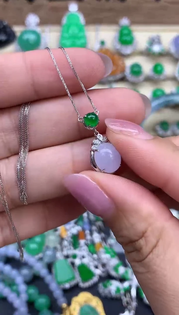 翡翠18K金镶嵌颈饰362-春日珠宝