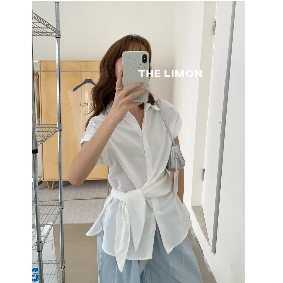 显瘦设计感棉麻料减龄小众女装慵懒休闲法式衬衫女装上衣