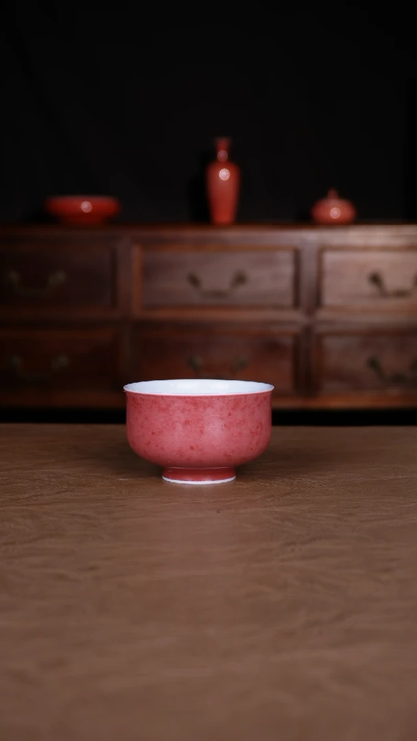 杯子景德镇陶瓷单色釉豇豆红