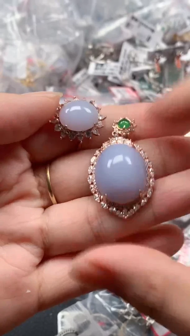 银S925镶嵌戒指翡翠天然A货缅甸翡翠