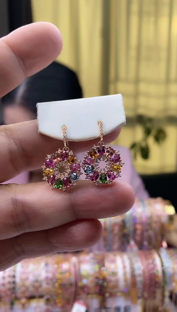 【闪购商品】碧玺耳钉银S925镶嵌15616151656