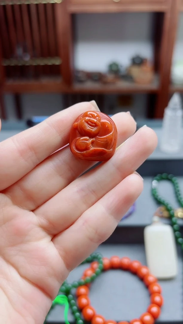 南红玛瑙未镶嵌颈饰南红佛公吊坠XZYW编绳